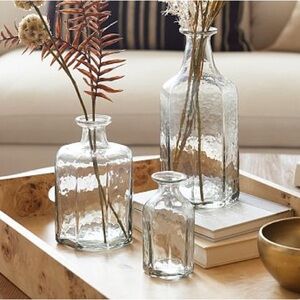 Pottery Barn Handcrafted Café Hammered Glass Vases | SET OF 3
